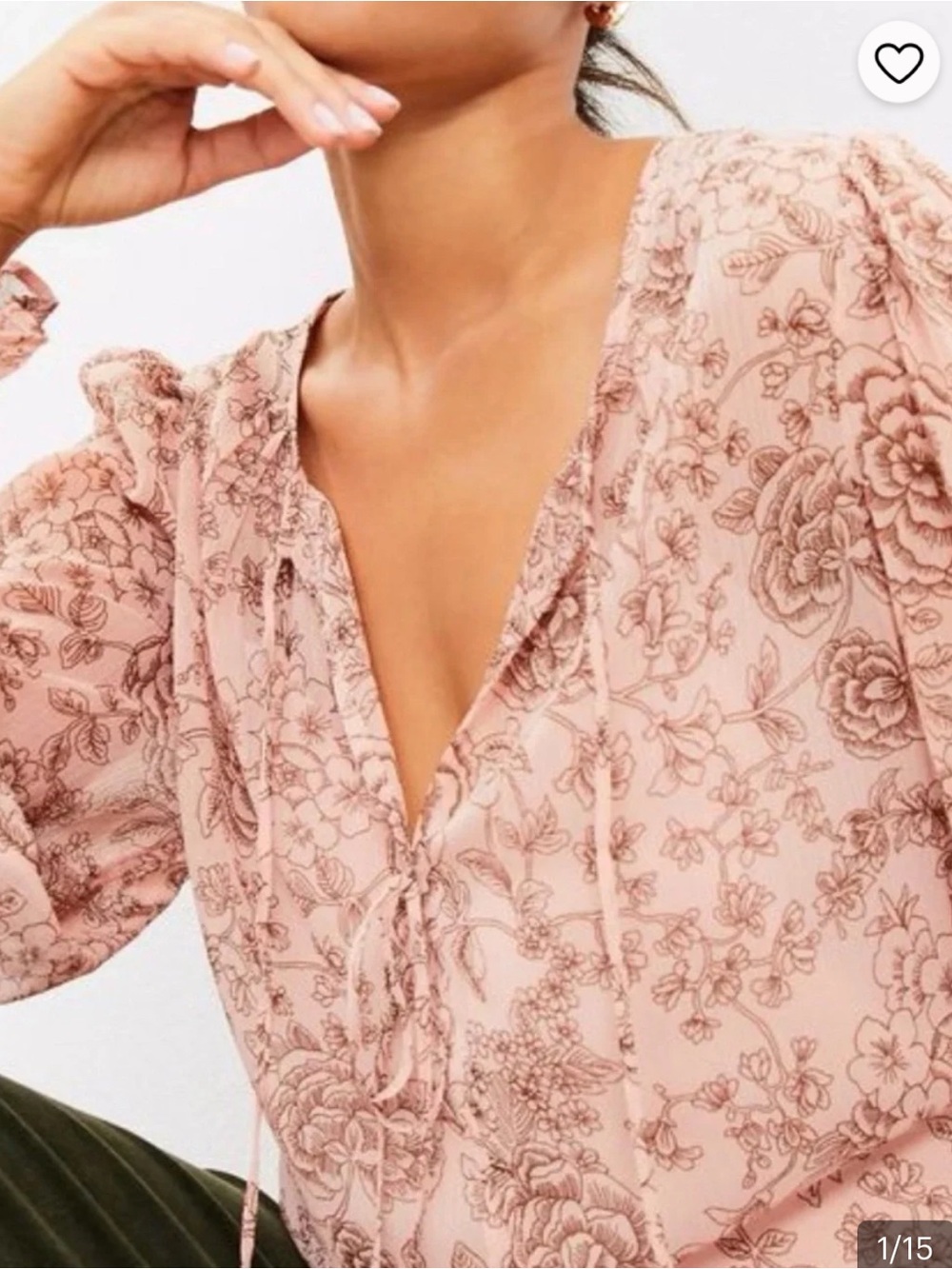 Loft Floral Peasant Blouse - Blush Pink